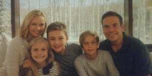 Happy families:Former Bronte locals Sarah and Lachlan Murdoch with their children Aerin,Kalan and Aidan. 
