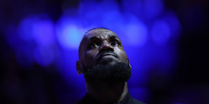 LeBron James warms up prior to an NBA basketball game against the Sacramento Kings in Sacramento,California.