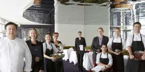 Analiese Gregory (third from right) during her Quay days,with chef Peter Gilmore and the rest of the Quay team. 