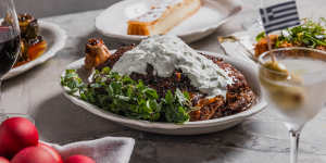 The oven-baked lamb shoulder with Greek yoghurt at The Apollo.