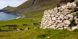 Deserted … stone ruins on St Kilda.