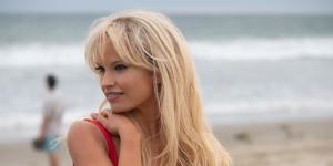 Lily James as Pamela Anderson in Pam and Tommy.