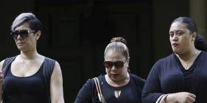 The family of Alo-Bridget Namoa with lawyer Sophie Toomey,left,outside Central Local Court in Sydney last month. 