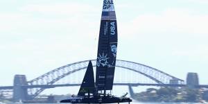 Jimmy Spithill’s United States SailGP team train during a practice session.