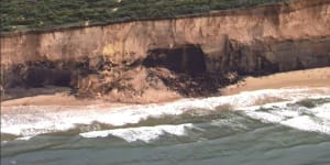 Demons Bluff after part of the cliff collapsed. The beach is now closed. 