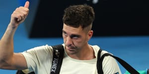 Thanasi Kokkinakis bows out of the singles draw at the Australian Open.