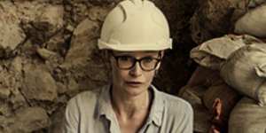 Dr Emma Pomeroy at Shanidar Cave during recent excavations. 