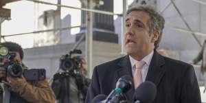 Donald Trump’s former lawyer and fixer Michael Cohen speaks to media after giving evidence last week.