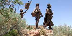 La Jornada in bronze:Don Juan de Onate leads a group of Spanish settlers from Mexico in New Mexico.