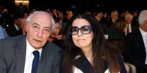 The world’s richest woman Francoise Bettencourt Meyers with her husband Jean-Pierre in a 2018 photo.