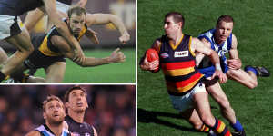 The late Shane Tuck (top left),Darren Jarman (main image) and Jay Schulz (bottom left).