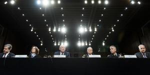 As he took over US Cyber Command in 2018,General Paul Nakasone,pictured second from the right testifying before the Senate,warned America’s enemies “do not fear us” in cyberspace.