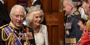 King Charles III and Queen Camilla at the Palace of Westminster for the state opening of the British parliament in November.