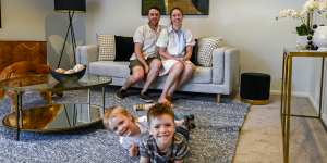 Lee and Amy Mitchener,with their children Harvey and Darcy,are selling their home.