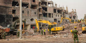 A scene from the army recovery operation following the Rana Plaza factory collapse in Dkaha,Bangladesh.