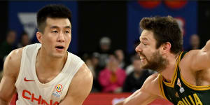 Matthew Dellavedova,right,will do everything he can to make the Boomers team for the FIBA World Cup in August.