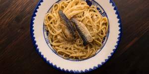 Ode Bar's cacio e pepe with cured sardines.