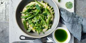 Mint oil and nasturtium leaves enliven a risotto,perfect for spring.