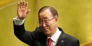 Former United Nations Secretary-General Ban Ki-moon,shortly before his departure from the institution in late 2016.