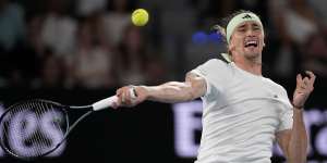 Alexander Zverev of Germany powers a forehand.
