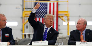 Donald Trump speaks during a coal mining roundtable in Virginia.
