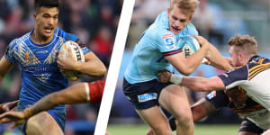 Rising stars:Joseph Suaalii and Max Jorgensen are set to combine for the NSW Waratahs.