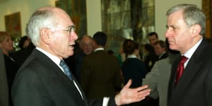 John Howard and Simon Crean,pictured as prime minister and opposition leader in 2003. Crean opposed Howard’s position on Iraq. 