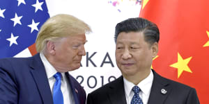 US President Donald Trump with Chinese President Xi Jinping in 2019. The Trump administration’s scattergun approach to China,with its trade wars and blizzard of sanctions,failed.