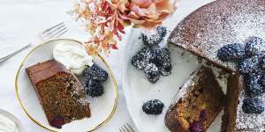 Julia Busuttil Nishimura’s blackberry and espresso hazelnut cake.