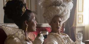 Adjoa Andoh as Lady Danbury and Golda Rosheuvel as Queen Charlotte.