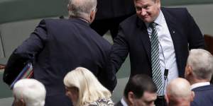 Llew O'Brien was congratulated by Scott Morrison after the vote. 