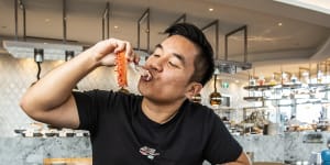 Kevin La (Sydney Food Boy) at Epicurean,Crown’s all-you-can-eat buffet.