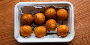 Taro and sweet potato rice balls.