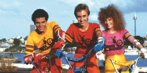 Angelo D’Angelo as PJ,James Lugton as Goose and Nicole Kidman as Judy in BMX Bandits.