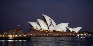 The Sydney Opera House on Monday evening.