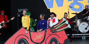 The OG Wiggles segue into a big red car.