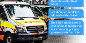 Text messages from emergency medicine doctor James Tadros presented at a parliamentary inquiry into NSW hospitals.