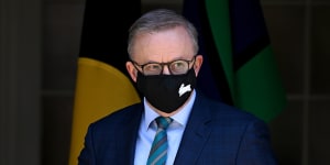 Anthony Albanese while isolating with COVID-19 in December,2022. 