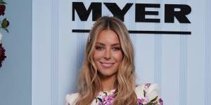 Last hurrah ... Jennifer Hawkins in Alex Perry for her last day as the face of Myer.
