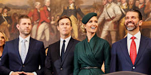 Ivanka Trump with Jared Kushner (centre) flanked by Eric Trump (left) and Donald Trump Jr.