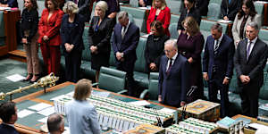 Prime Minister Anthony Albanese and MPs in the House of Representatives observe a minute’s silence.