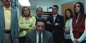 Hugh Jackman (centre) in Bad Education,directed by Cory Finley.