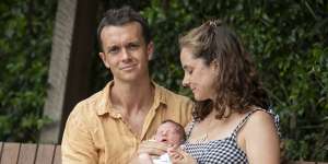 Alex and Melanie Moir with their newborn baby Ethan.