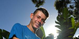Talent:Australia's 17-year-old sensation Alex De Minaur outside Rod Laver Arena on Monday.