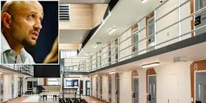 Christopher Binse (inset) and cells at the Western Plains Correctional Centre.