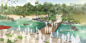 An artist’s render of the new elephant enclosure at Werribee. 