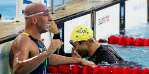 Ian Thorpe appears to shed a tear after his victory in the 400m freestyle in Athens. 