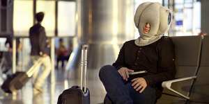 The Ostrich pillow,which leaves you looking a bit like you have a turkey on your head.