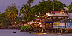 Front Street at dusk,Lahaina,Maui,Hawaii,