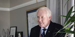 Barker College head Phillip Heath in his office,where he took many phone calls from concerned parents.